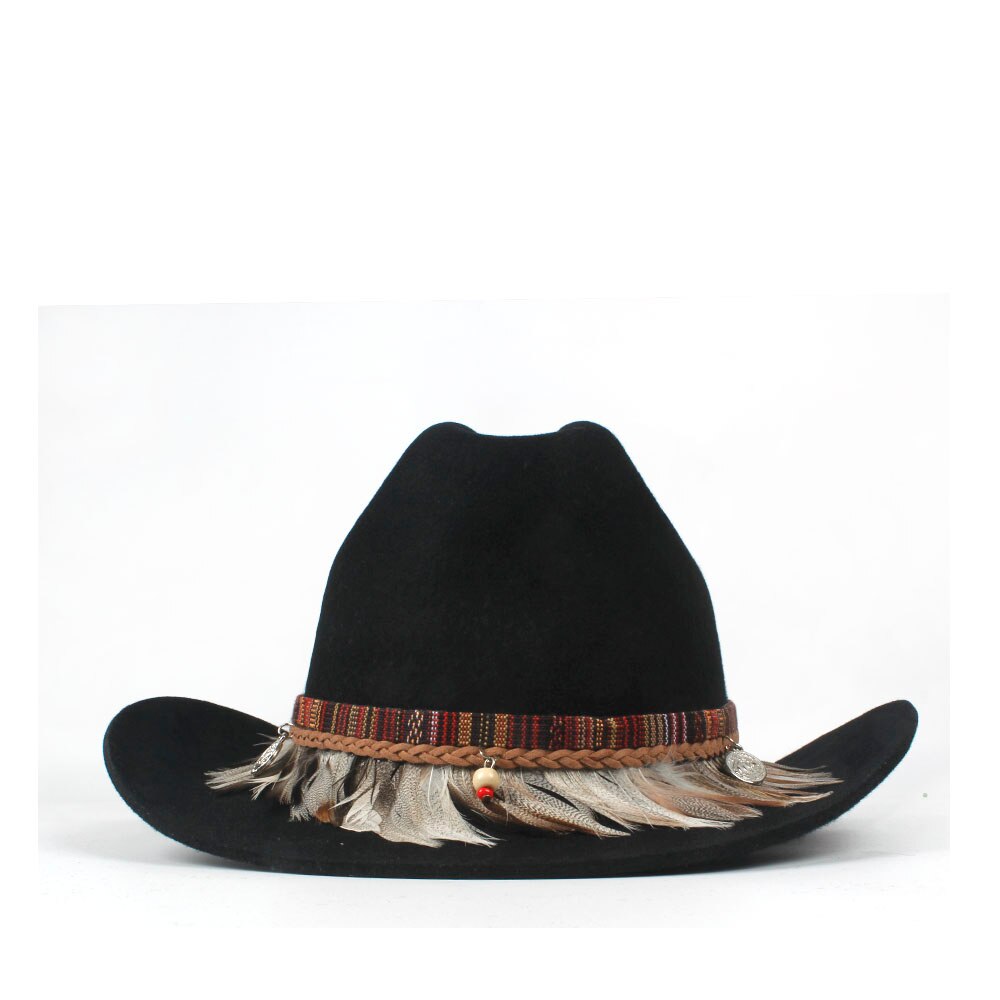 Unisex Tassel Patterned Wool Outback Hat
