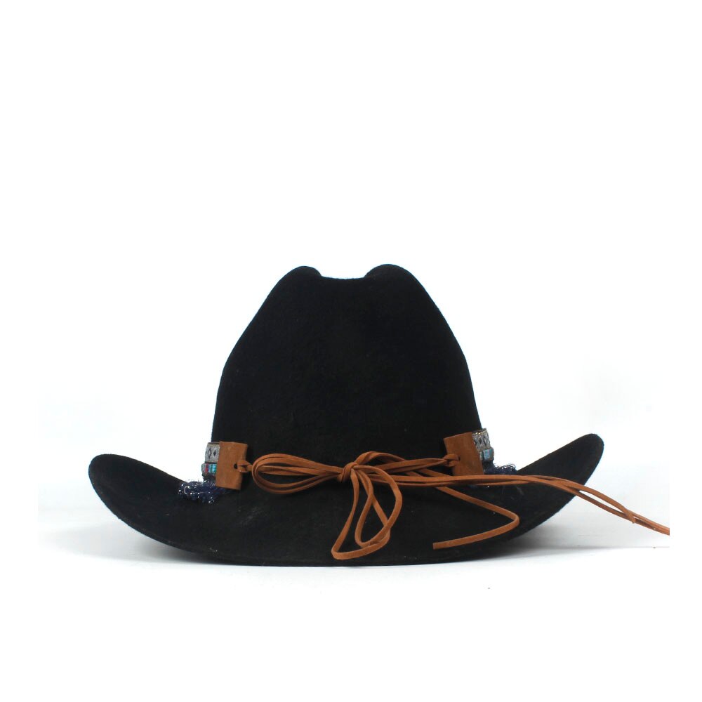 Unisex Tassel Patterned Wool Outback Hat