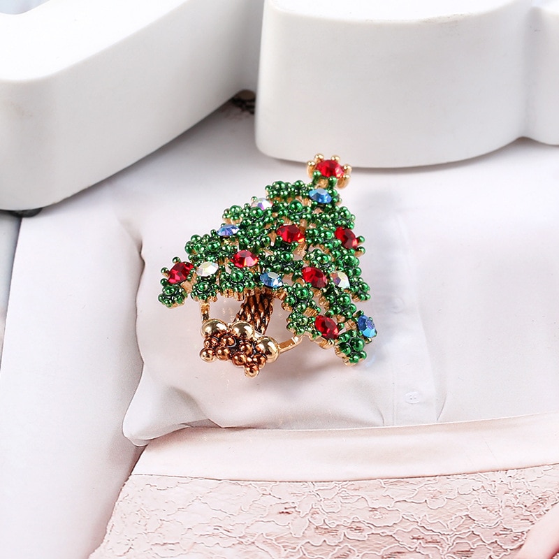 Women's Colorful Christmas Tree Shaped Brooch