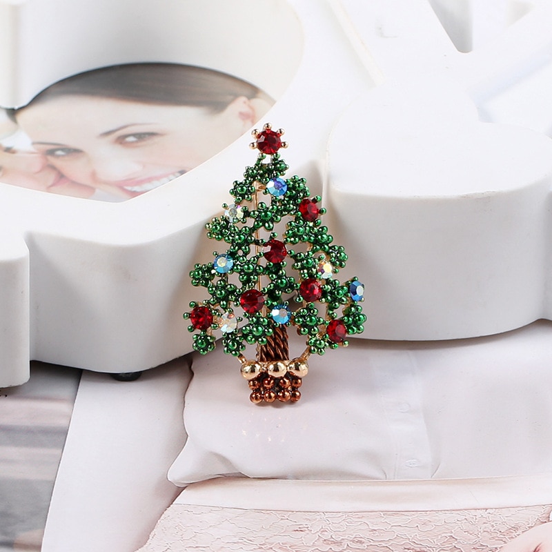 Women's Colorful Christmas Tree Shaped Brooch