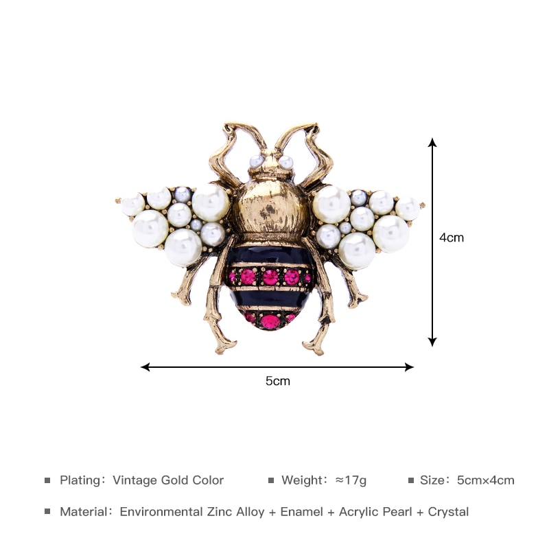 Rhinestone Bee Brooch for Women