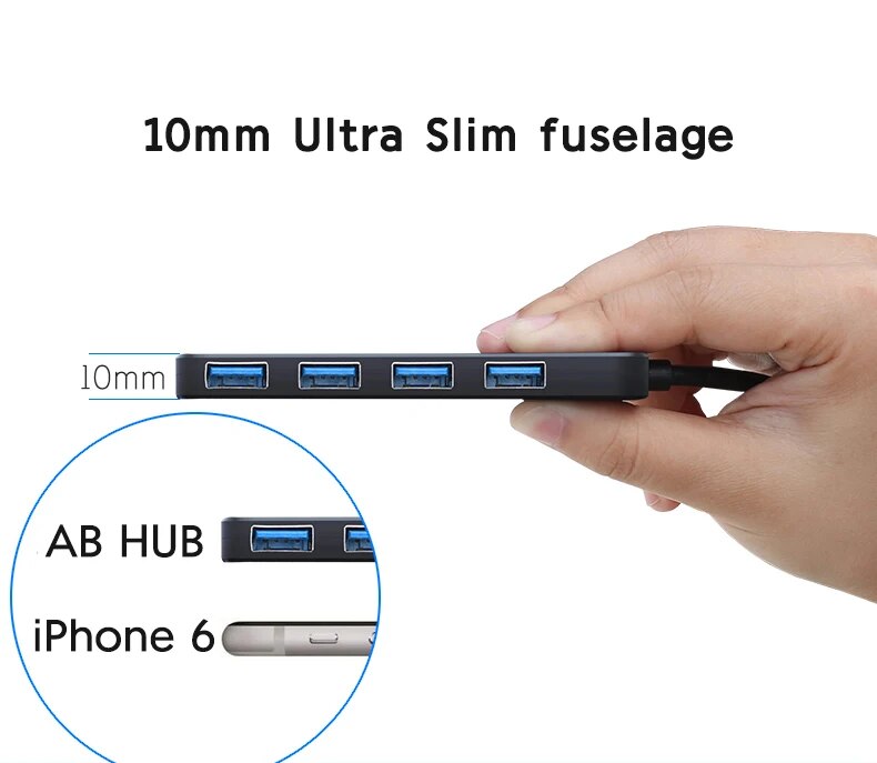 4-Port USB 2.0 / 3.0 Hub for Computers and Gadgets