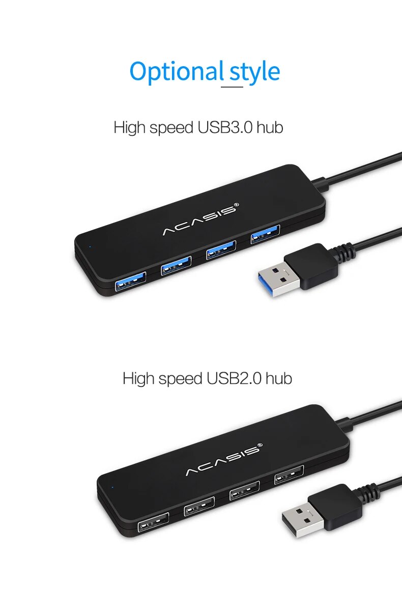 4-Port USB 2.0 / 3.0 Hub for Computers and Gadgets
