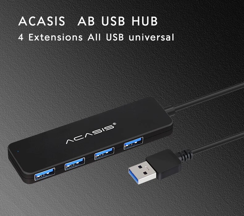4-Port USB 2.0 / 3.0 Hub for Computers and Gadgets