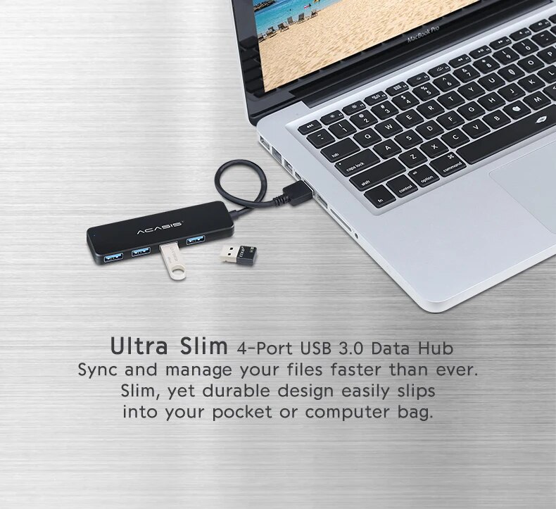 4-Port USB 2.0 / 3.0 Hub for Computers and Gadgets