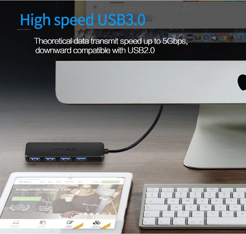 4-Port USB 2.0 / 3.0 Hub for Computers and Gadgets