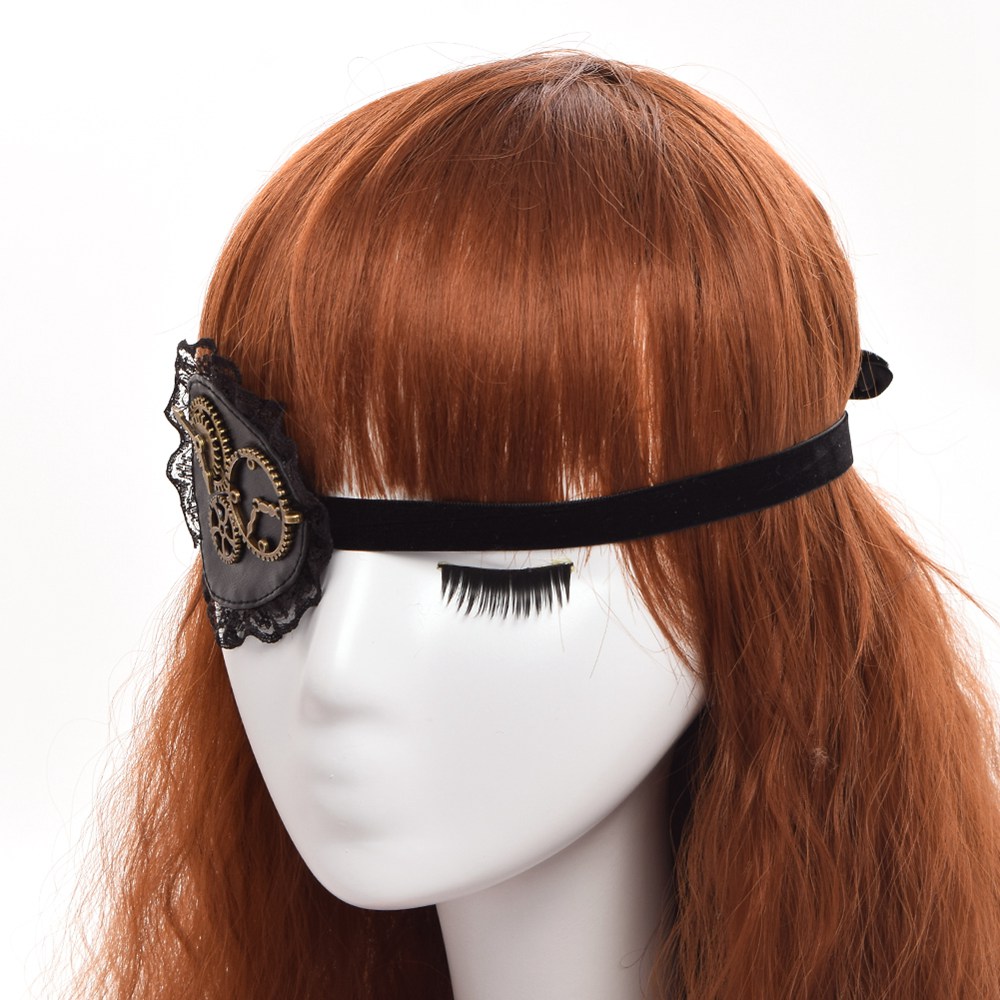 Lolita Black Eye Mask with Lace Detailing