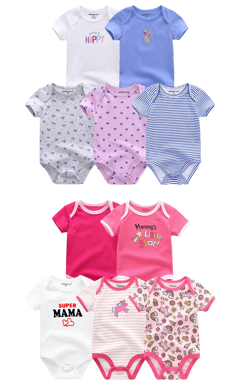 Baby's Colorful Rompers 8 Pcs Set