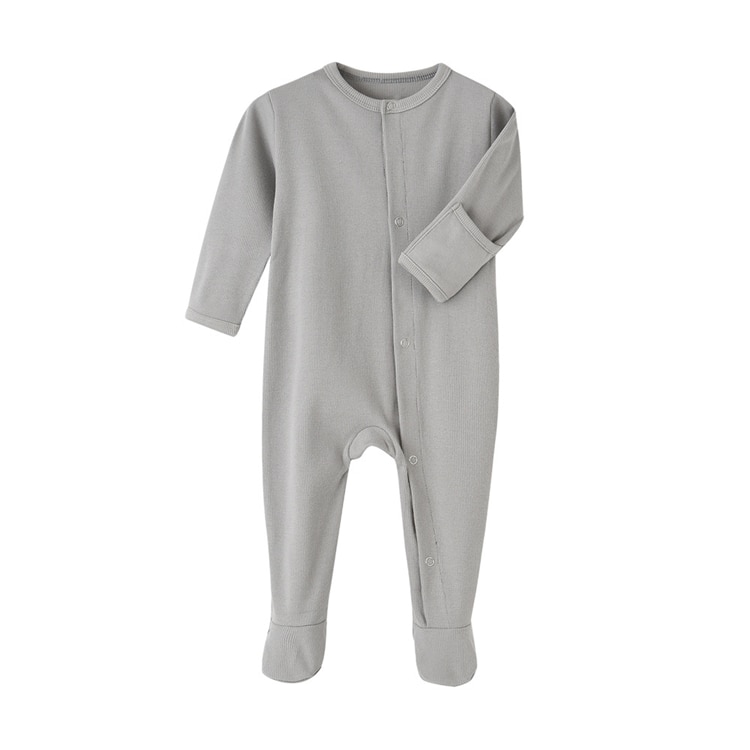 Solid Color Footed Sleep and Play Baby Bodysuit