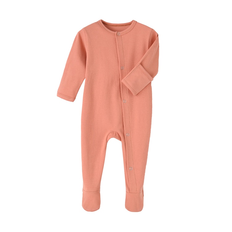 Solid Color Footed Sleep and Play Baby Bodysuit