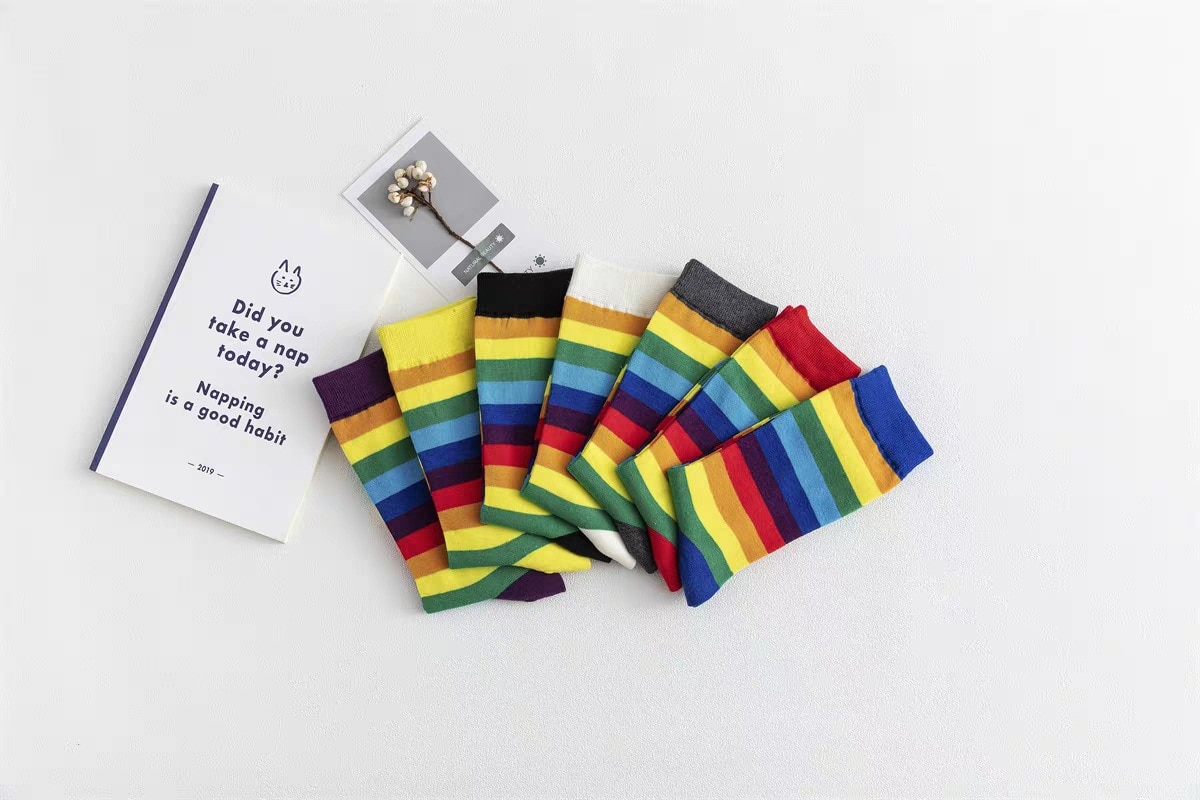 Unisex Striped Rainbow Socks