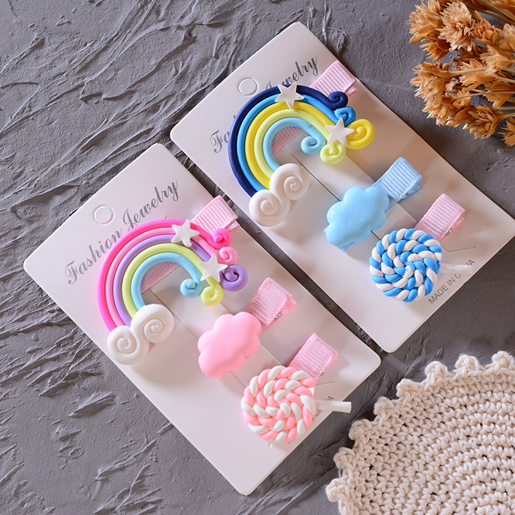 Cute Cloud/Lollipop/Rainbow Hairpins 3 pcs Set