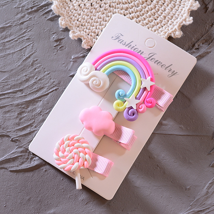 Cute Cloud/Lollipop/Rainbow Hairpins 3 pcs Set