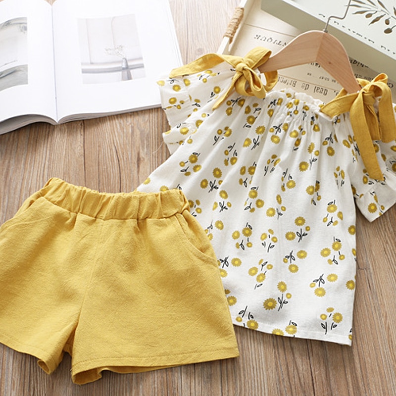 Girls Summer Printed Clothes Set 2 Pcs