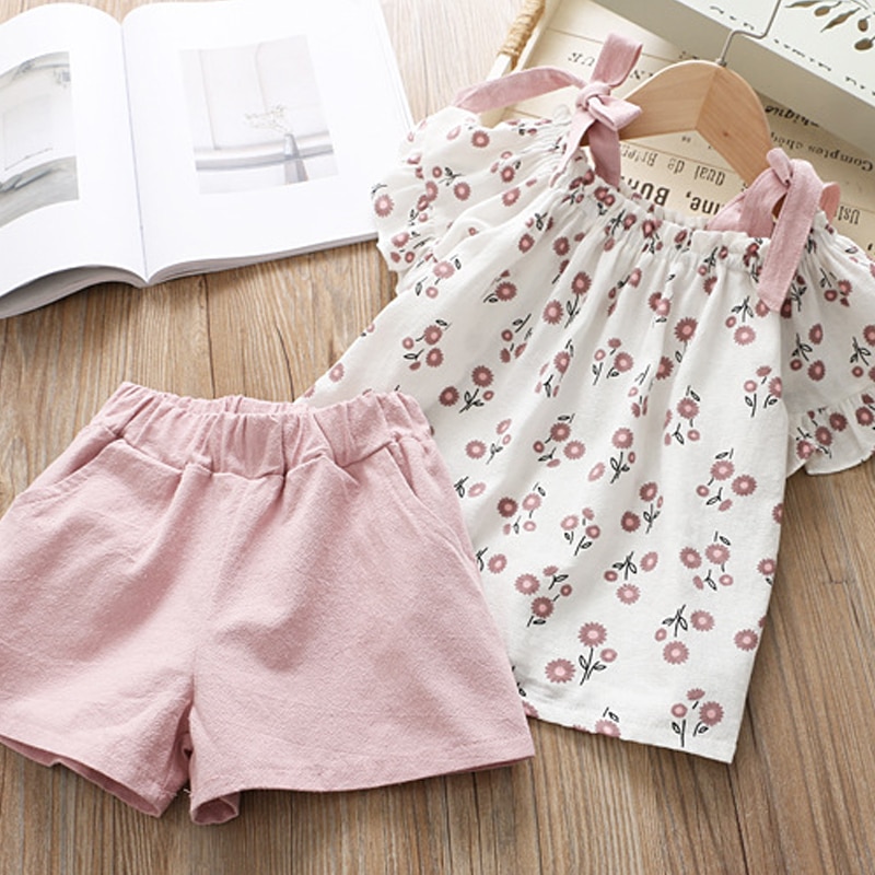 Girls Summer Printed Clothes Set 2 Pcs