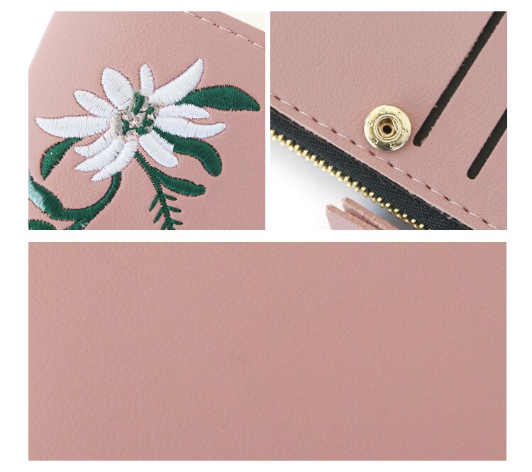 Women's  Flower Embroidery Short Wallet