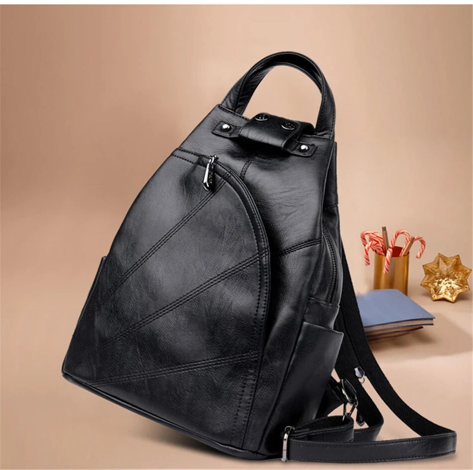 Women's Compact Leather Travel Backpack