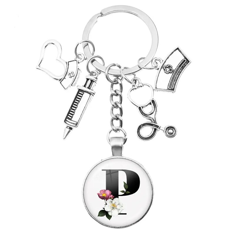 Medical Theme Key Ring with Initial