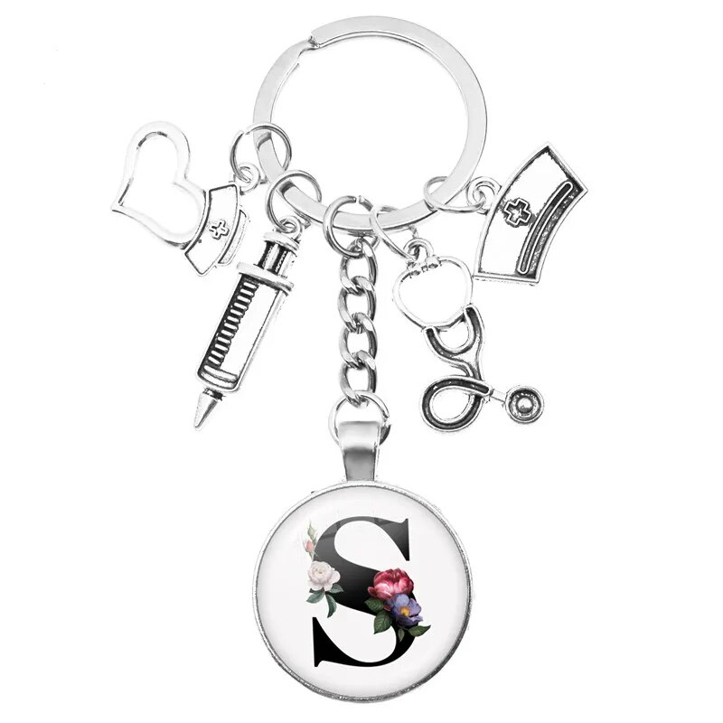 Medical Theme Key Ring with Initial