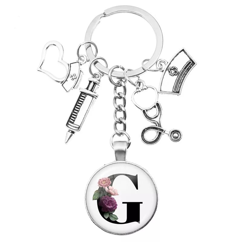 Medical Theme Key Ring with Initial