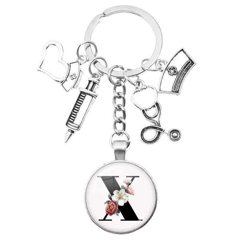 Medical Theme Key Ring with Initial