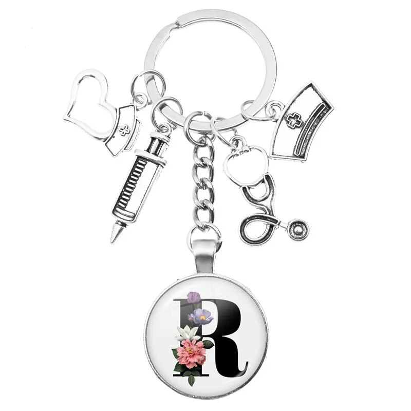 Medical Theme Key Ring with Initial