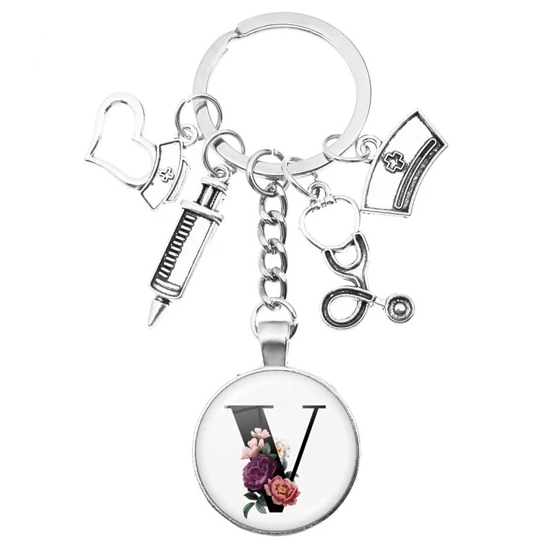Medical Theme Key Ring with Initial