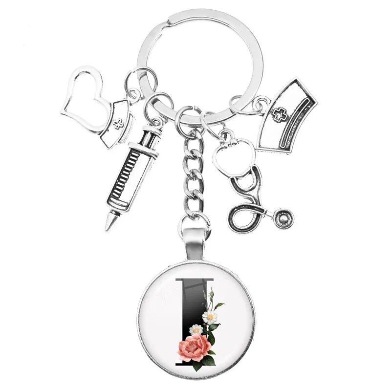 Medical Theme Key Ring with Initial
