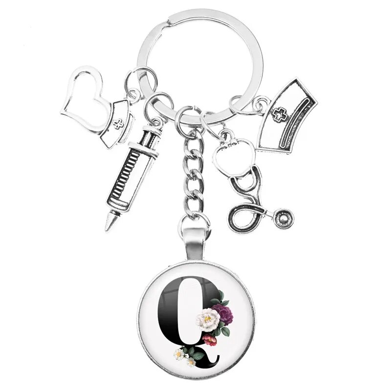 Medical Theme Key Ring with Initial