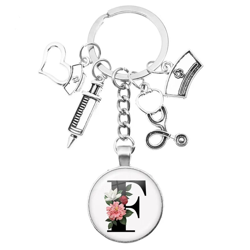 Medical Theme Key Ring with Initial