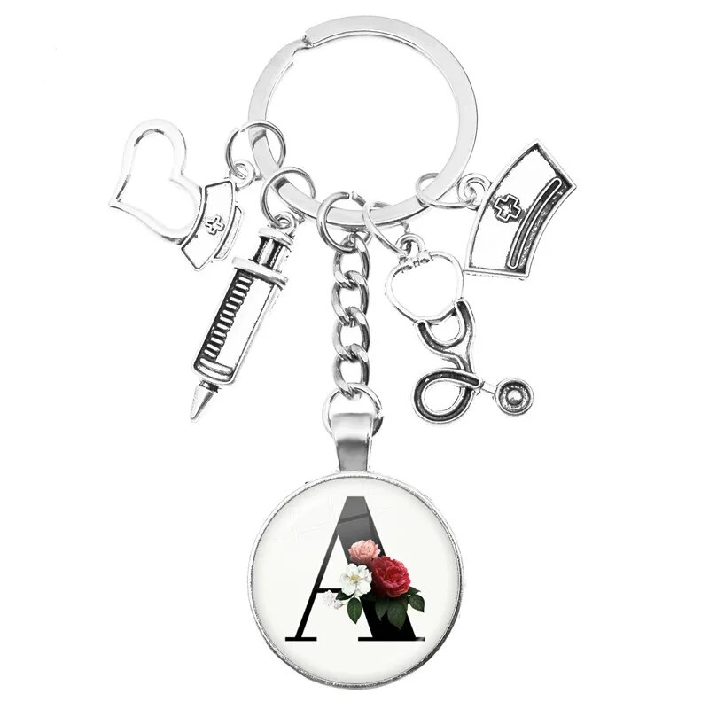 Medical Theme Key Ring with Initial