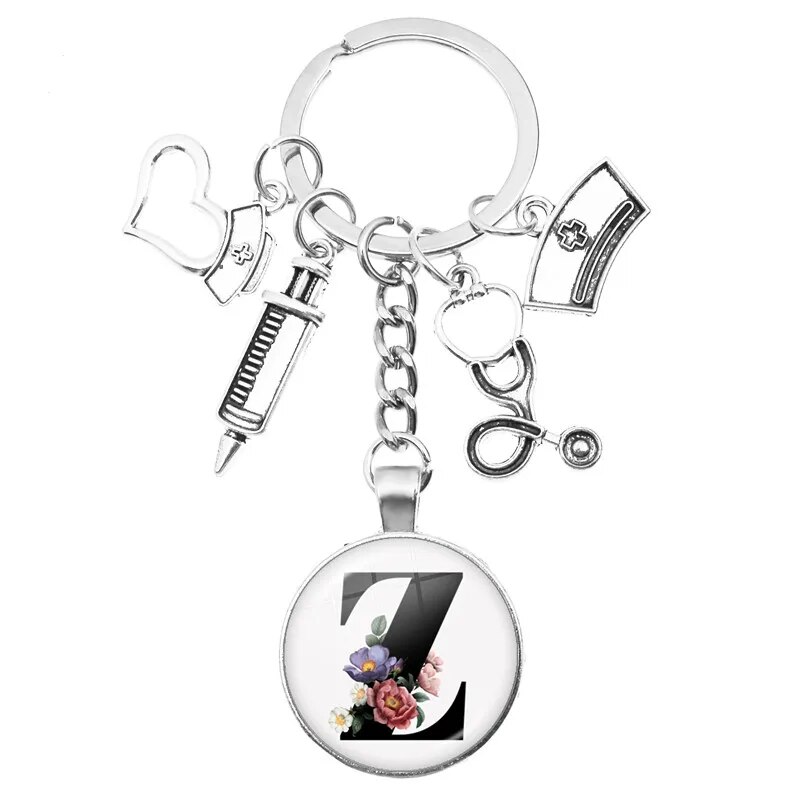 Medical Theme Key Ring with Initial