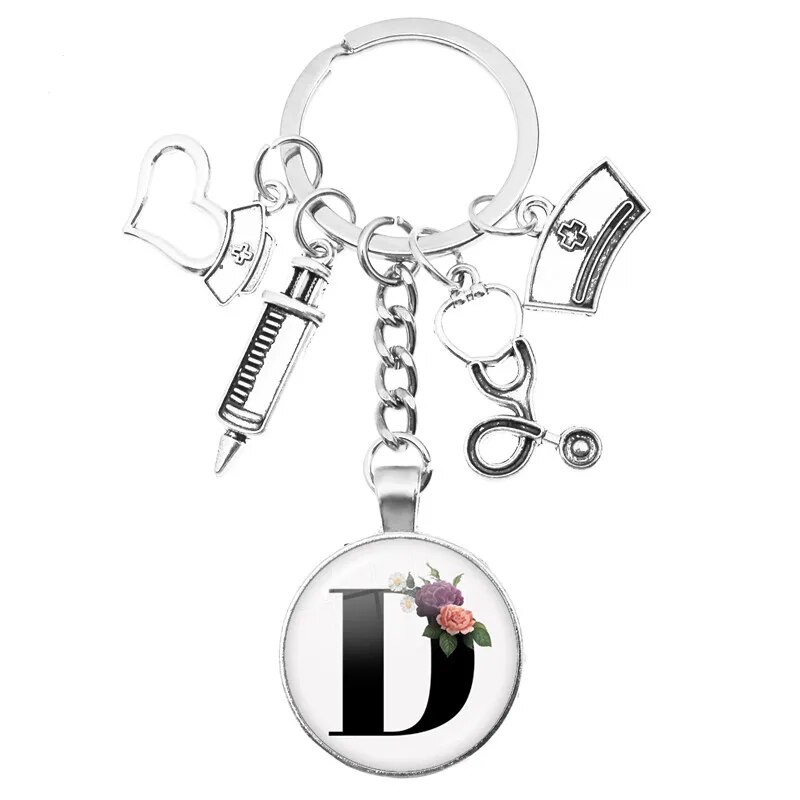 Medical Theme Key Ring with Initial
