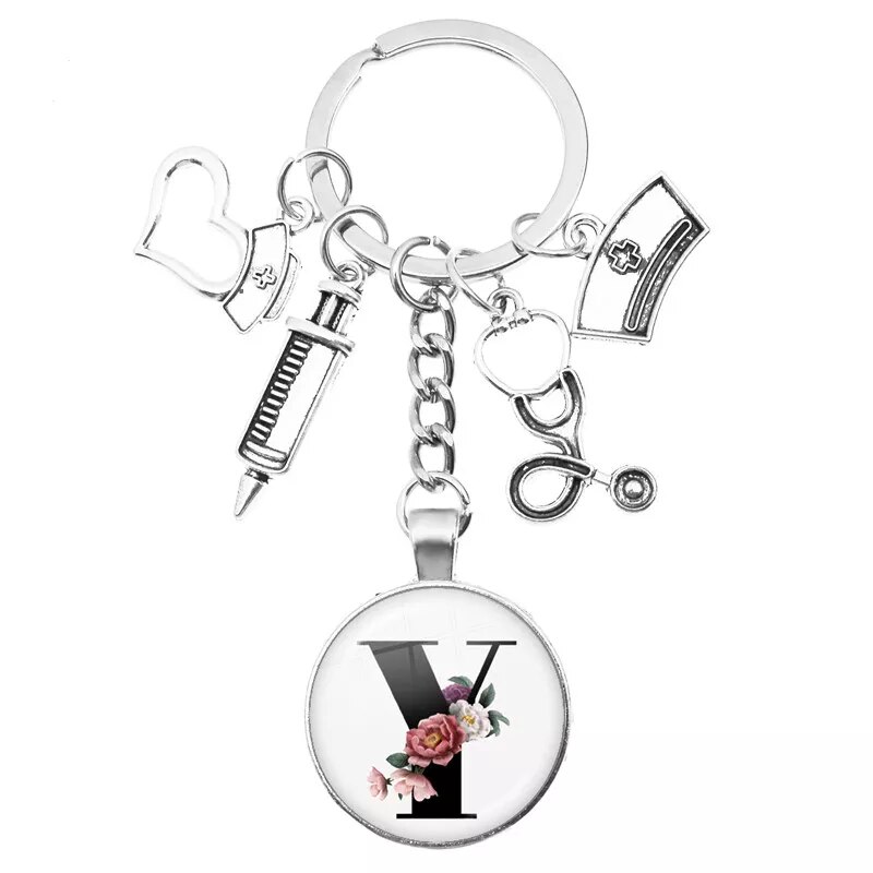 Medical Theme Key Ring with Initial