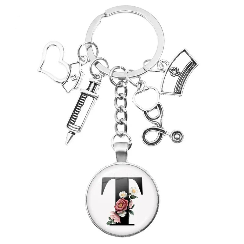 Medical Theme Key Ring with Initial