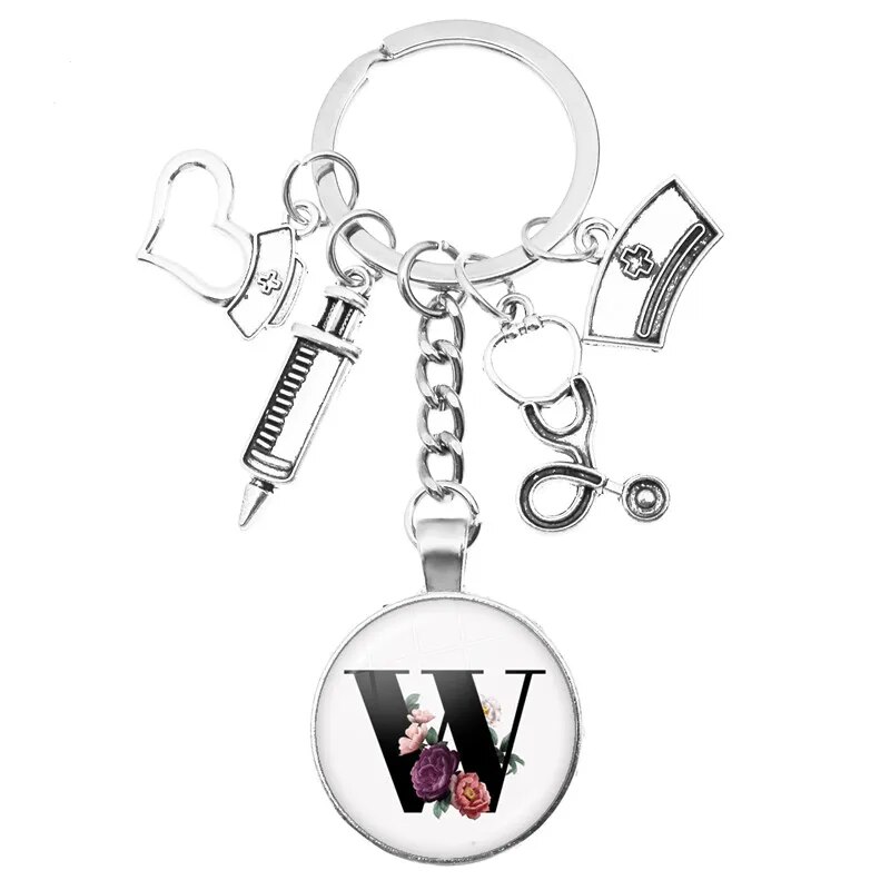 Medical Theme Key Ring with Initial