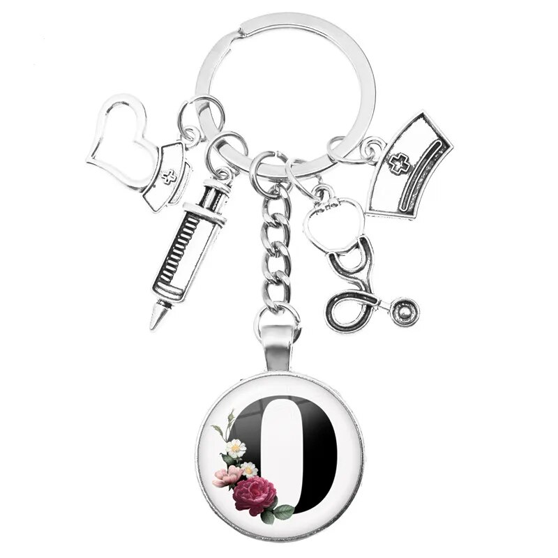 Medical Theme Key Ring with Initial