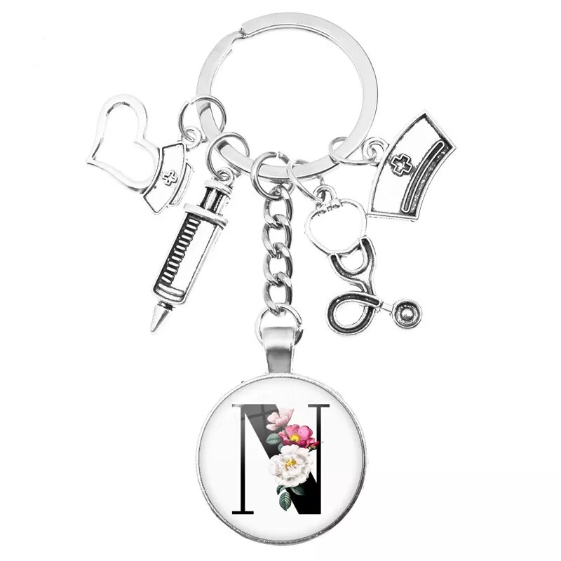 Medical Theme Key Ring with Initial
