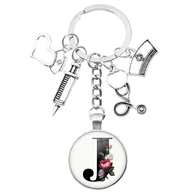 Medical Theme Key Ring with Initial