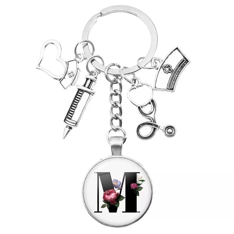 Medical Theme Key Ring with Initial