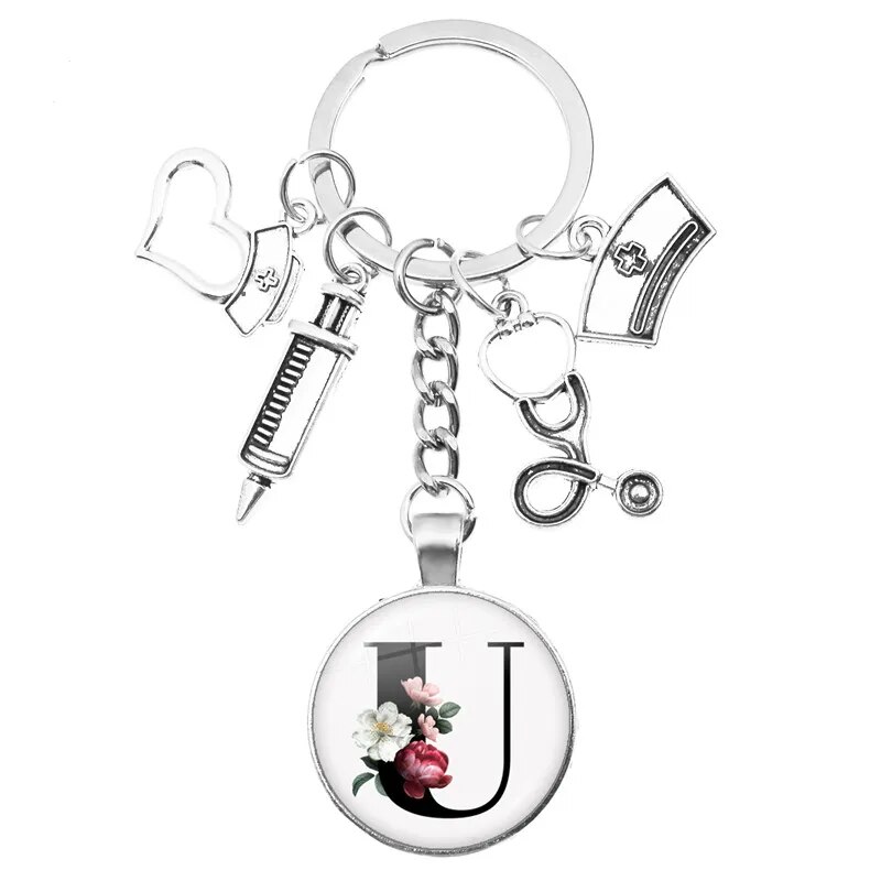 Medical Theme Key Ring with Initial