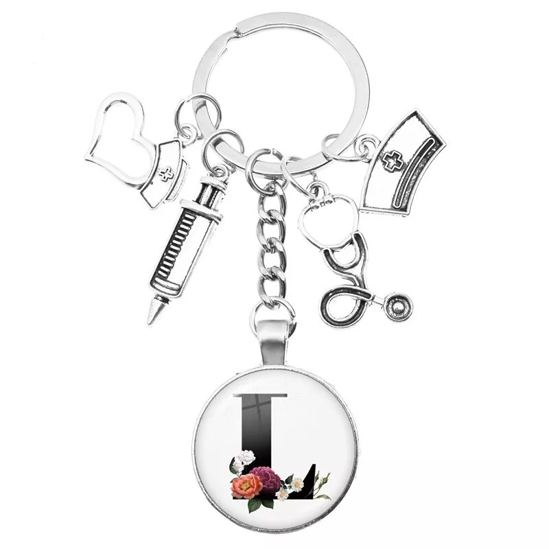 Medical Theme Key Ring with Initial
