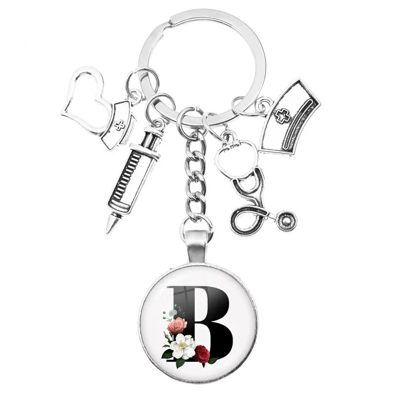 Medical Theme Key Ring with Initial