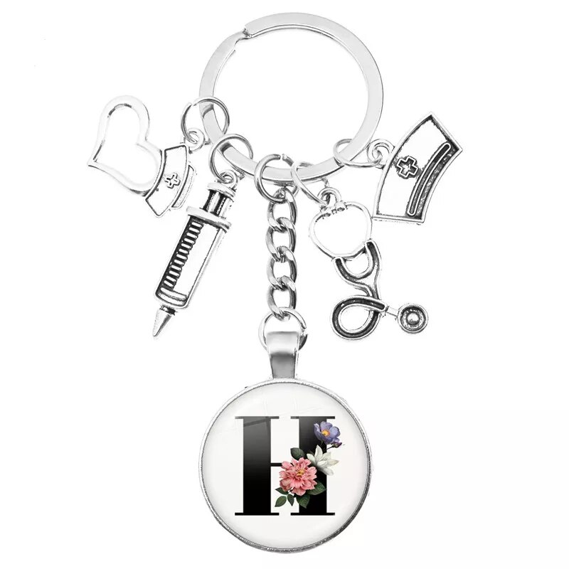 Medical Theme Key Ring with Initial