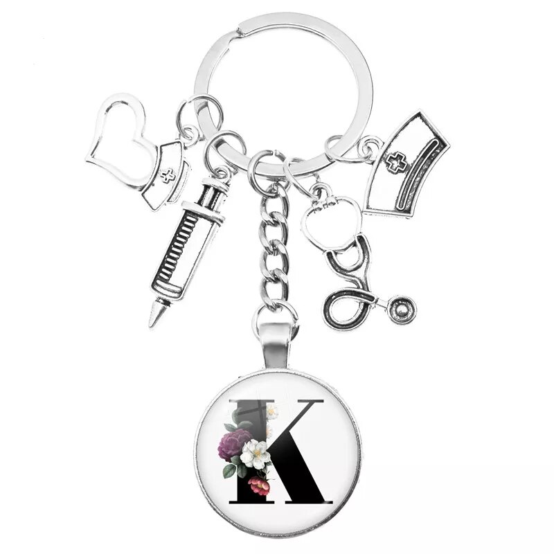 Medical Theme Key Ring with Initial