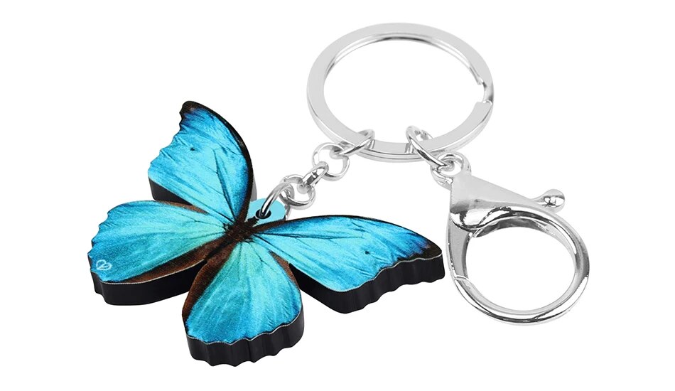 Acrylic Blue Morpho Butterfly Keychain