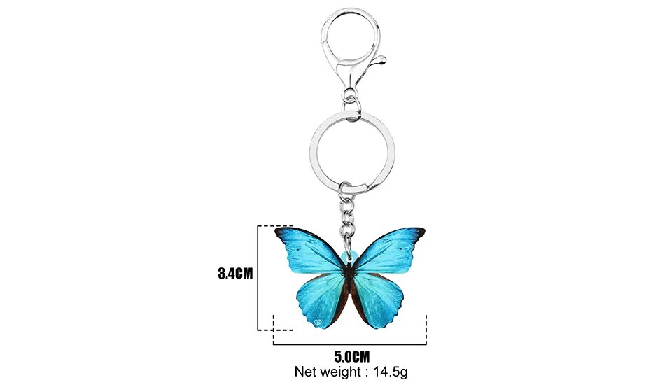 Acrylic Blue Morpho Butterfly Keychain