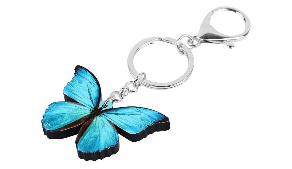 Acrylic Blue Morpho Butterfly Keychain