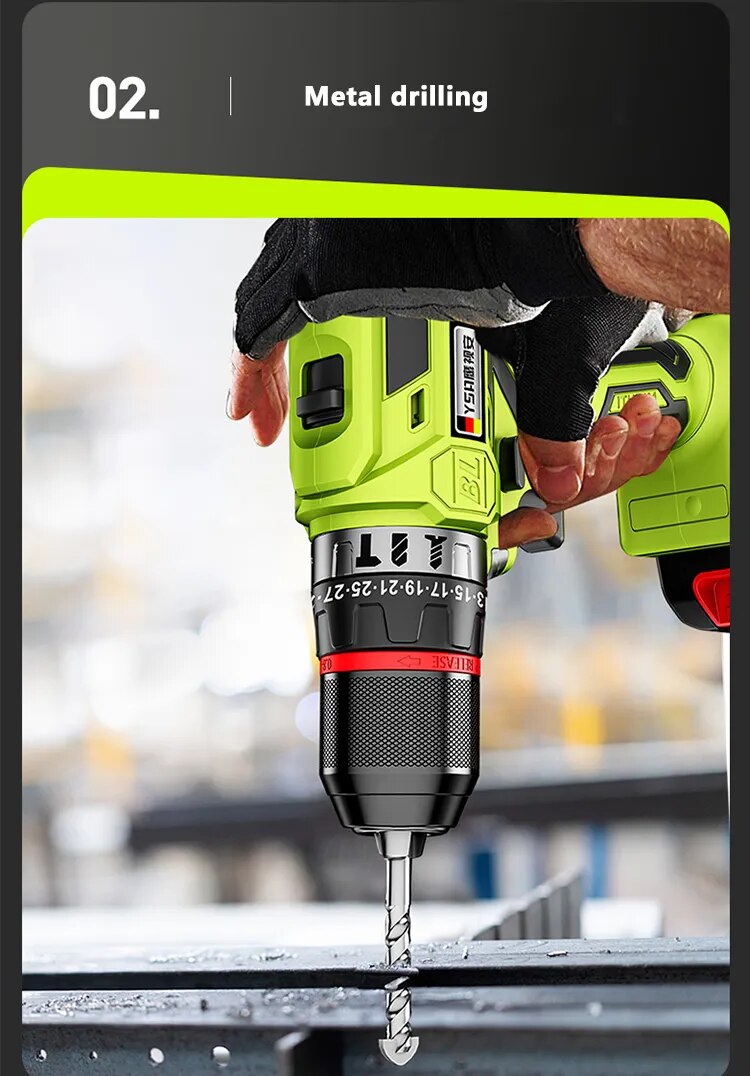 YingEyes 21V Manual Drill Rechargeable Electric Driver Lithium Battery Household Multi-Function Two-Speed Power Tools