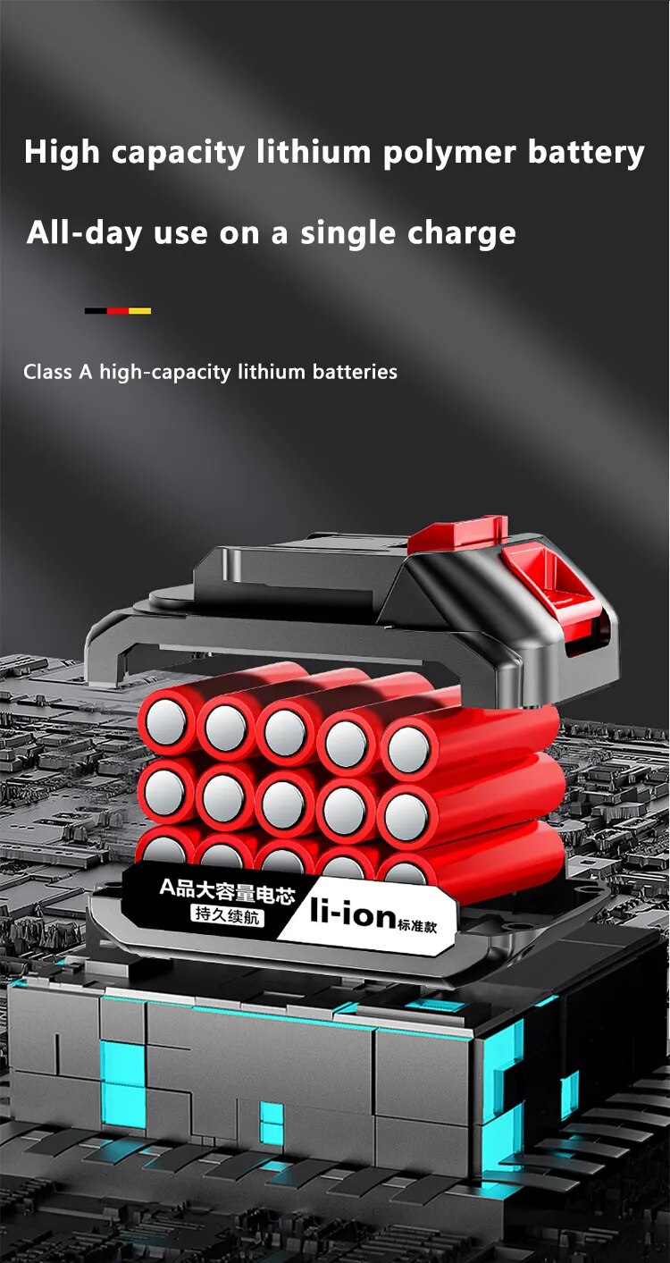 YingEyes 21V Manual Drill Rechargeable Electric Driver Lithium Battery Household Multi-Function Two-Speed Power Tools